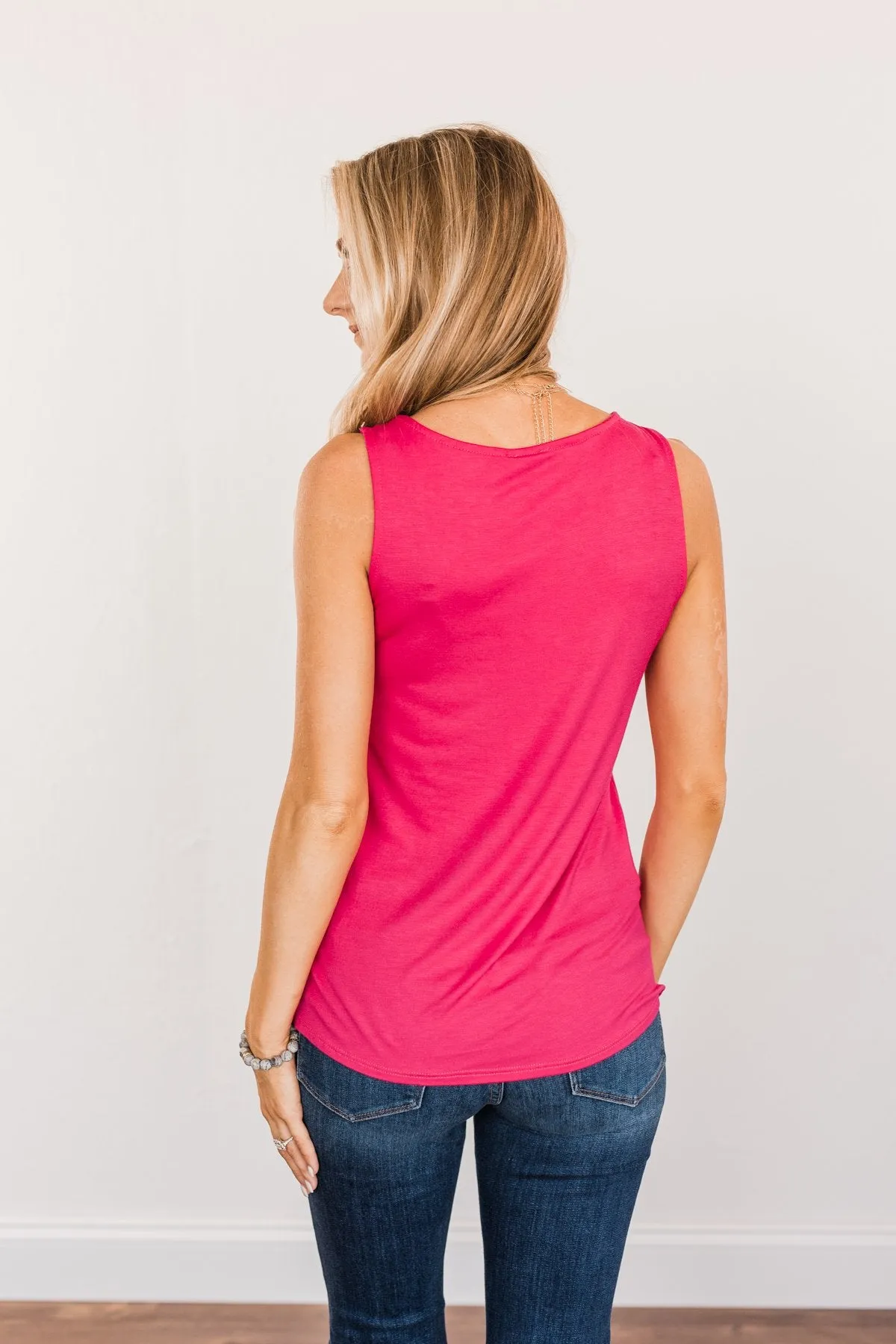 Places to Go Criss Cross Tank Top- Fuchsia