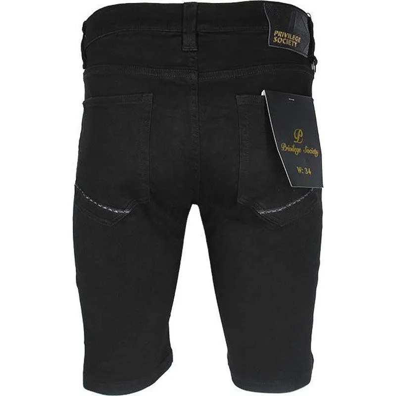 Privilege Society Men's Black 777 Denim Shorts