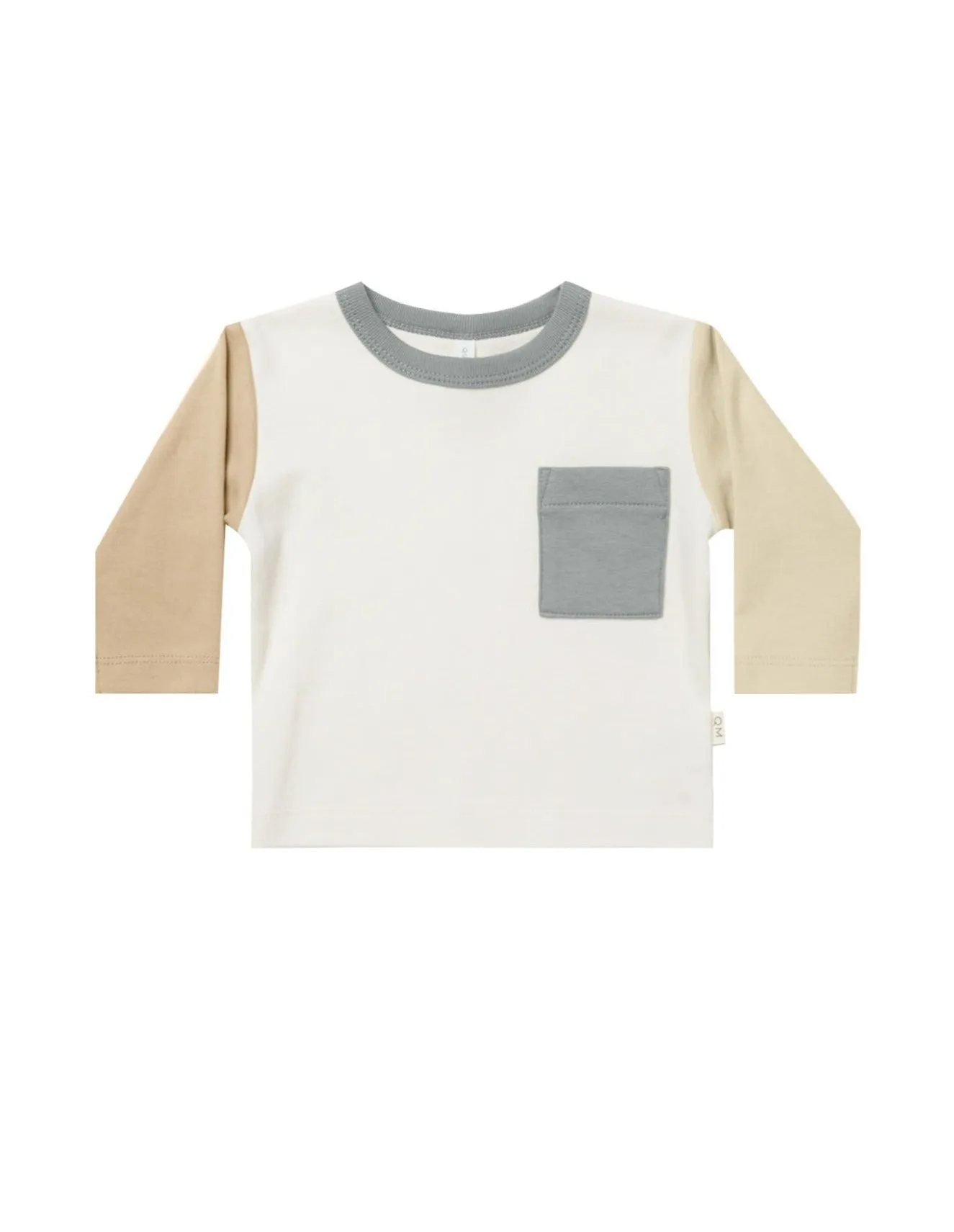 Quincy Mae long sleeve pocket tee | light colorblock