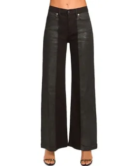 Ramy Brook Coated Vinnie Wide Leg Jeans in Black