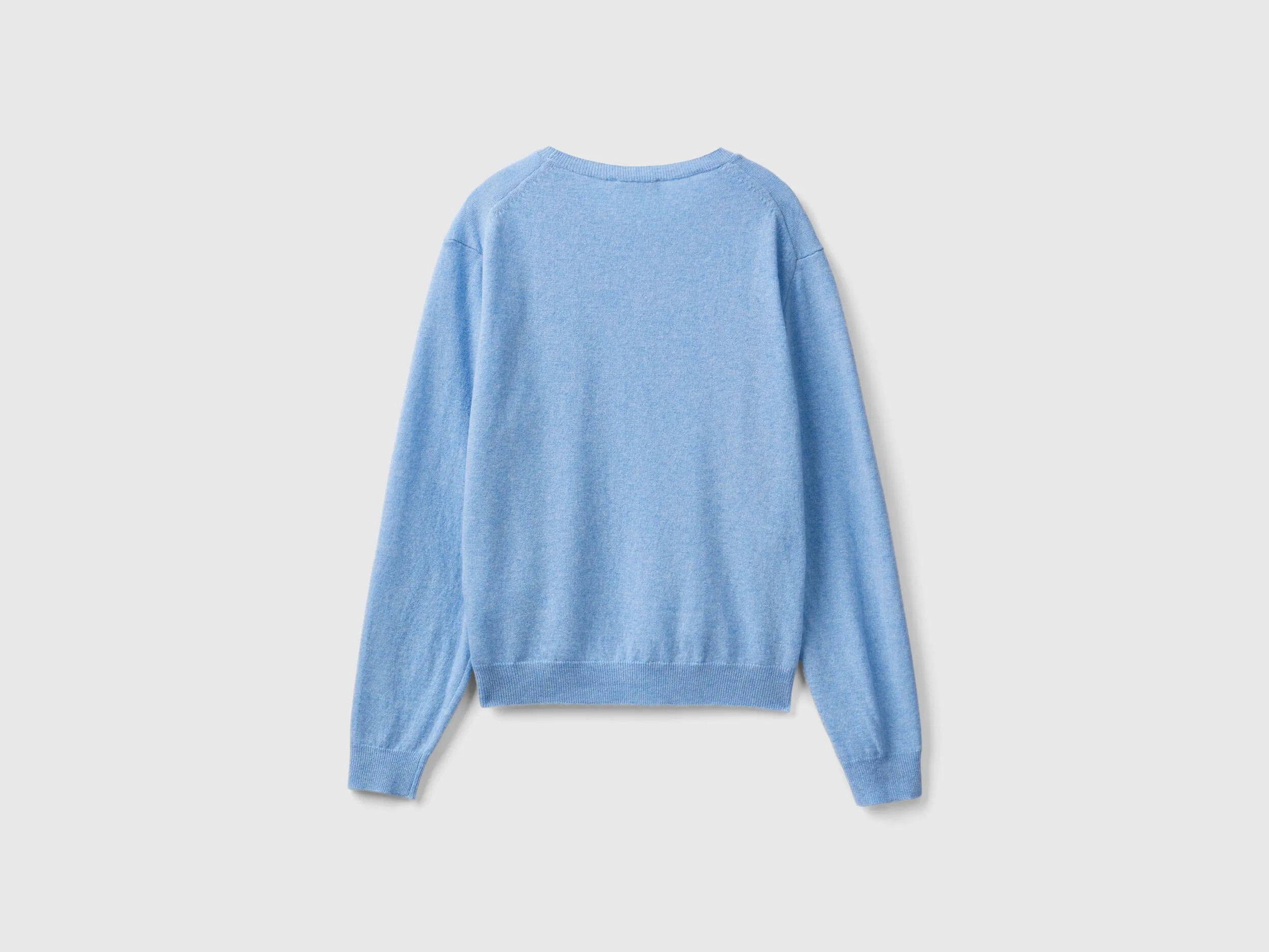 Relaxed fit pure Merino wool sweater - Sky Blue | Benetton