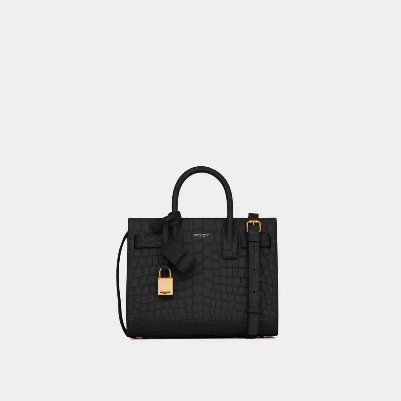 SAINT LAURENT Classic Nano Embossed Matte Leather Tote - BLACK