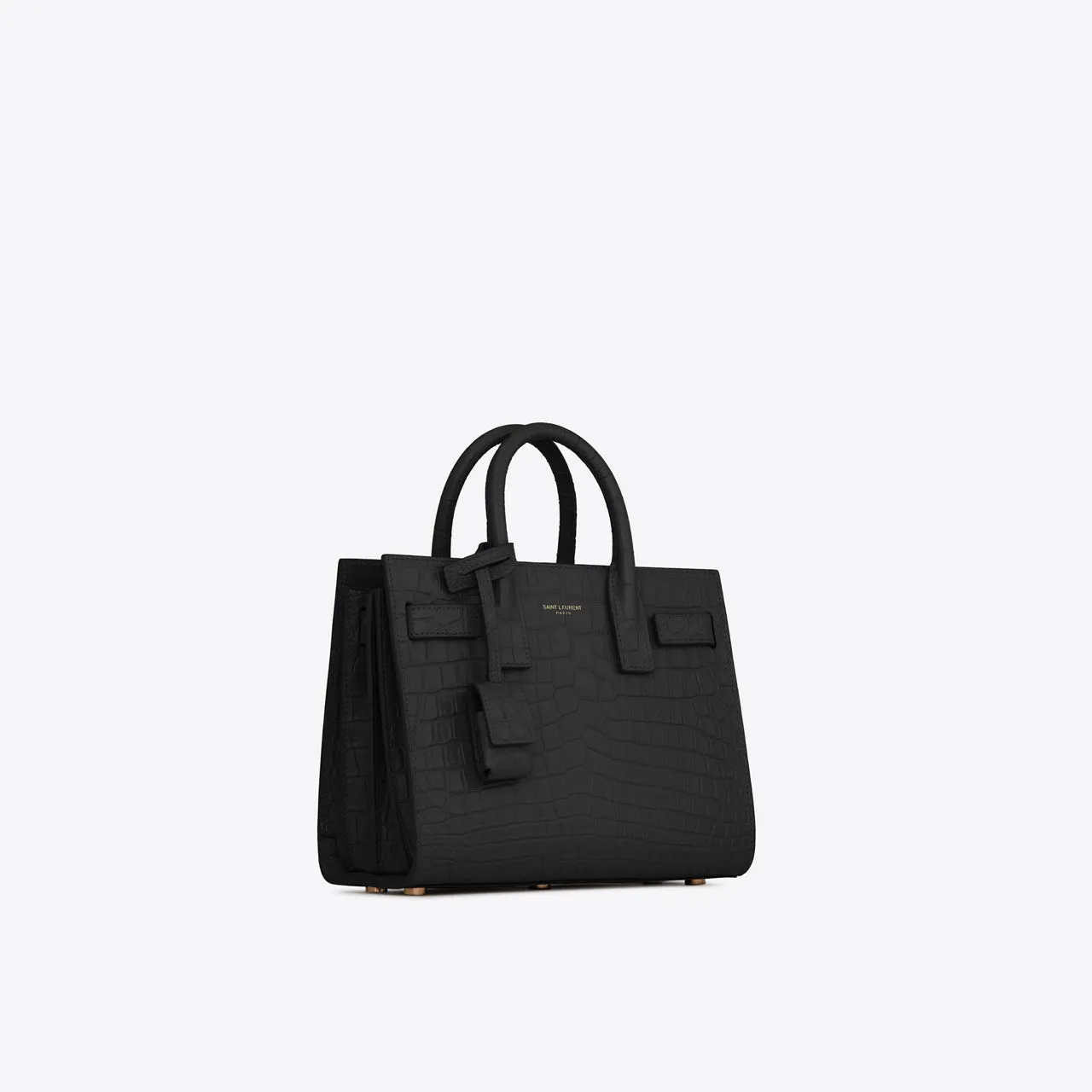 SAINT LAURENT Classic Nano Embossed Matte Leather Tote - BLACK