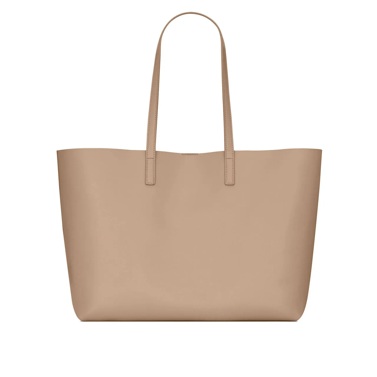 SAINT LAURENT Shopping East-West Leather Tote - DARK BEIGE