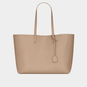 SAINT LAURENT Shopping East-West Leather Tote - DARK BEIGE