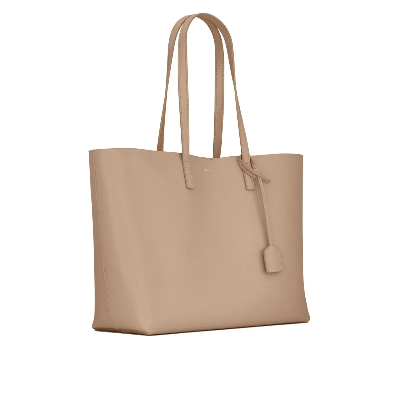 SAINT LAURENT Shopping East-West Leather Tote - DARK BEIGE