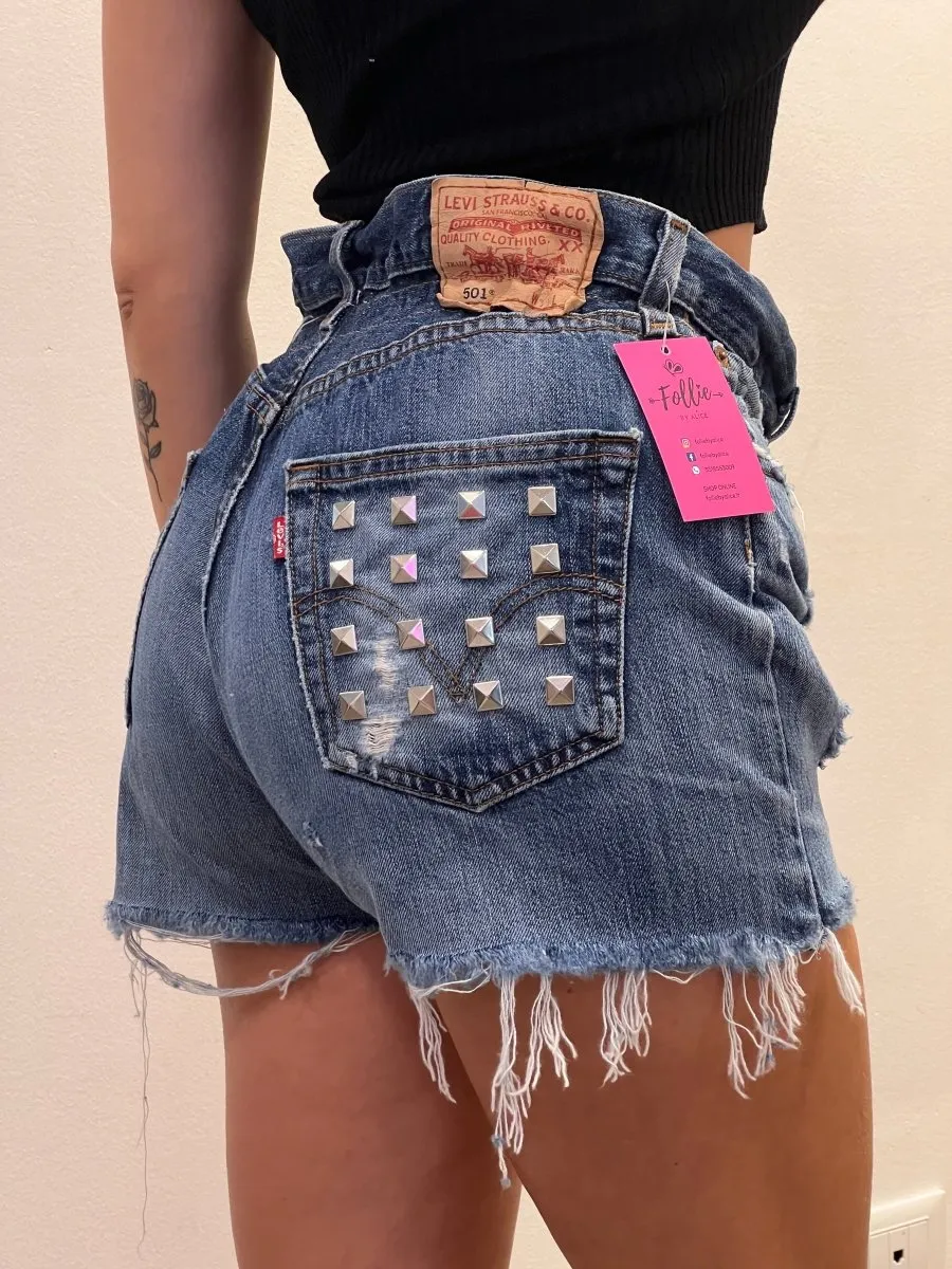 Shorts Levi's Vintage denim a caramella con borchie a piramide