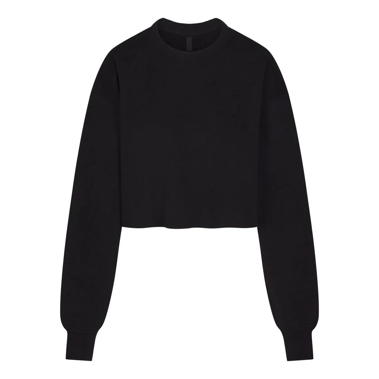 SKIMS COTTON FLEECE Cropped Pullover Onyx - Black