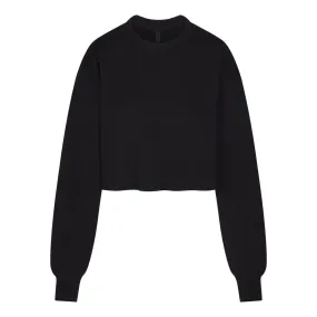 SKIMS COTTON FLEECE Cropped Pullover Onyx - Black