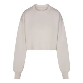 SKIMS COTTON FLEECE Cropped Pullover Stone - Beige