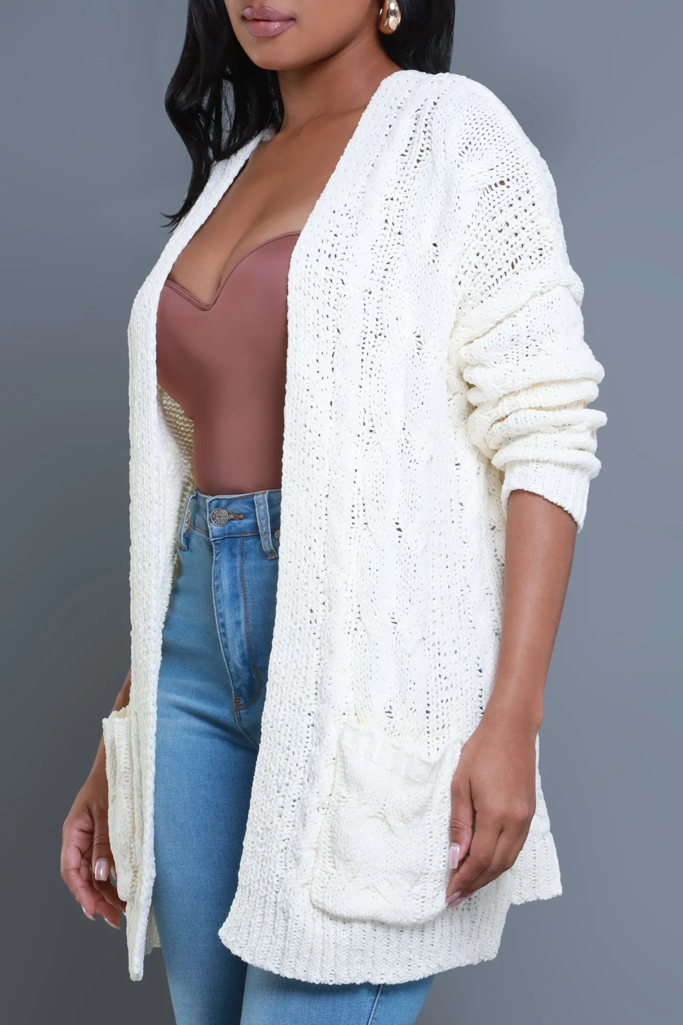 Stay Close Oversized Cardigan - Ivory