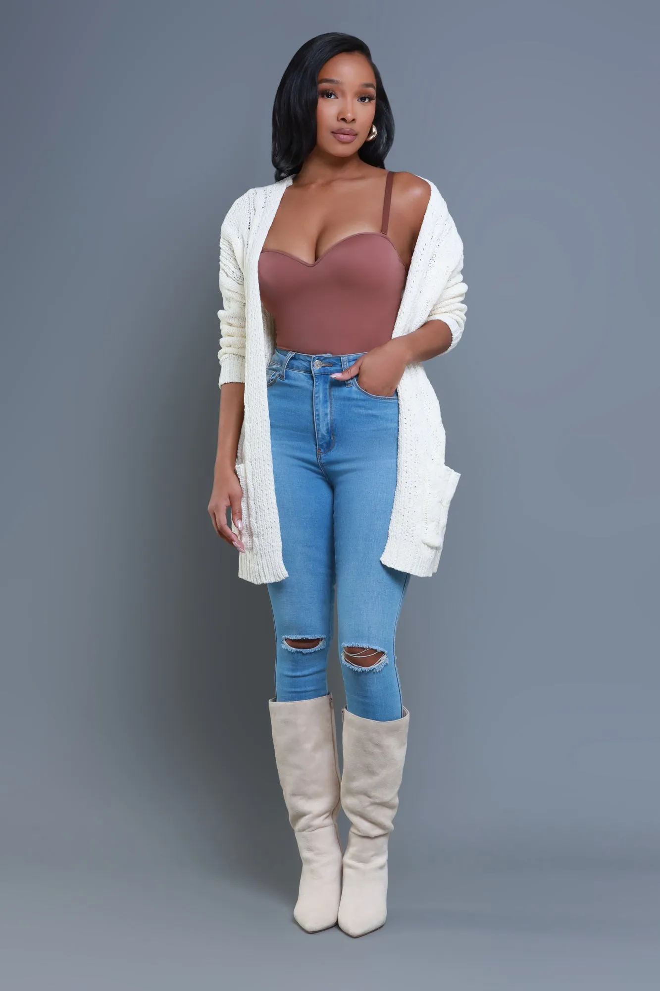 Stay Close Oversized Cardigan - Ivory