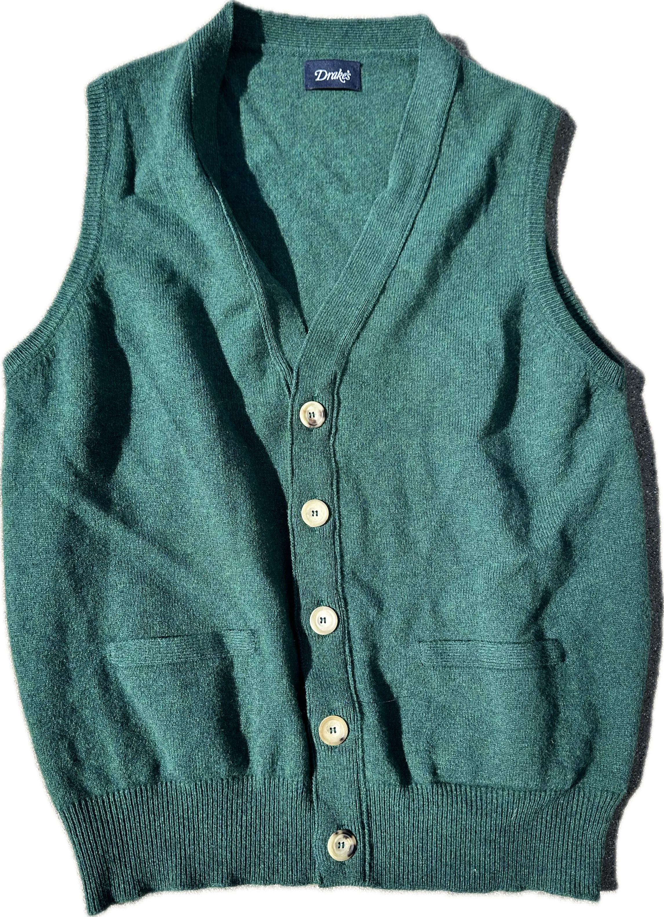 THE GENTLEMEN: Lord George's DRAKES Green Button Front Sweater (M)