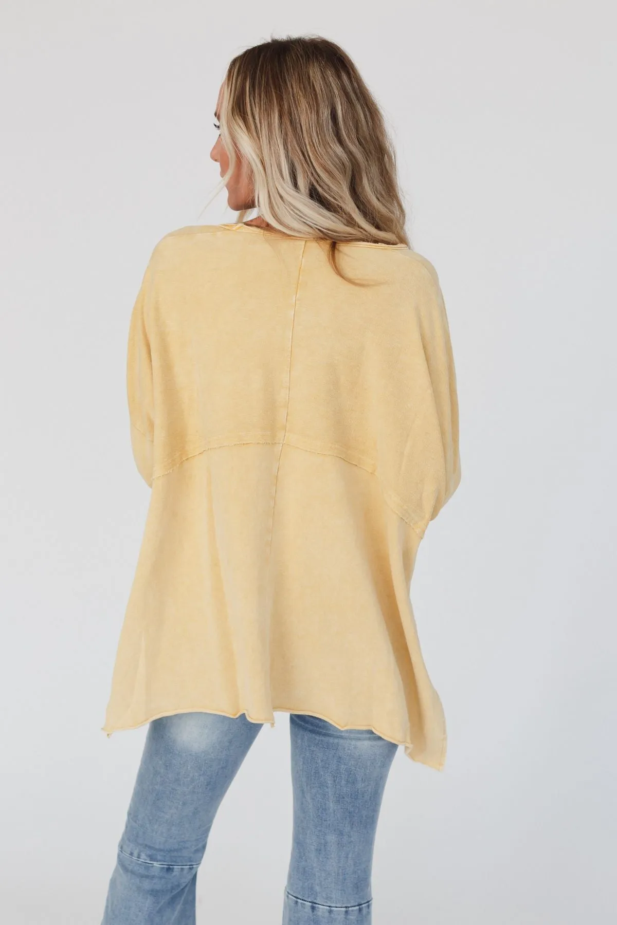 Time Off Terry Knit Pullover Top - Mustard