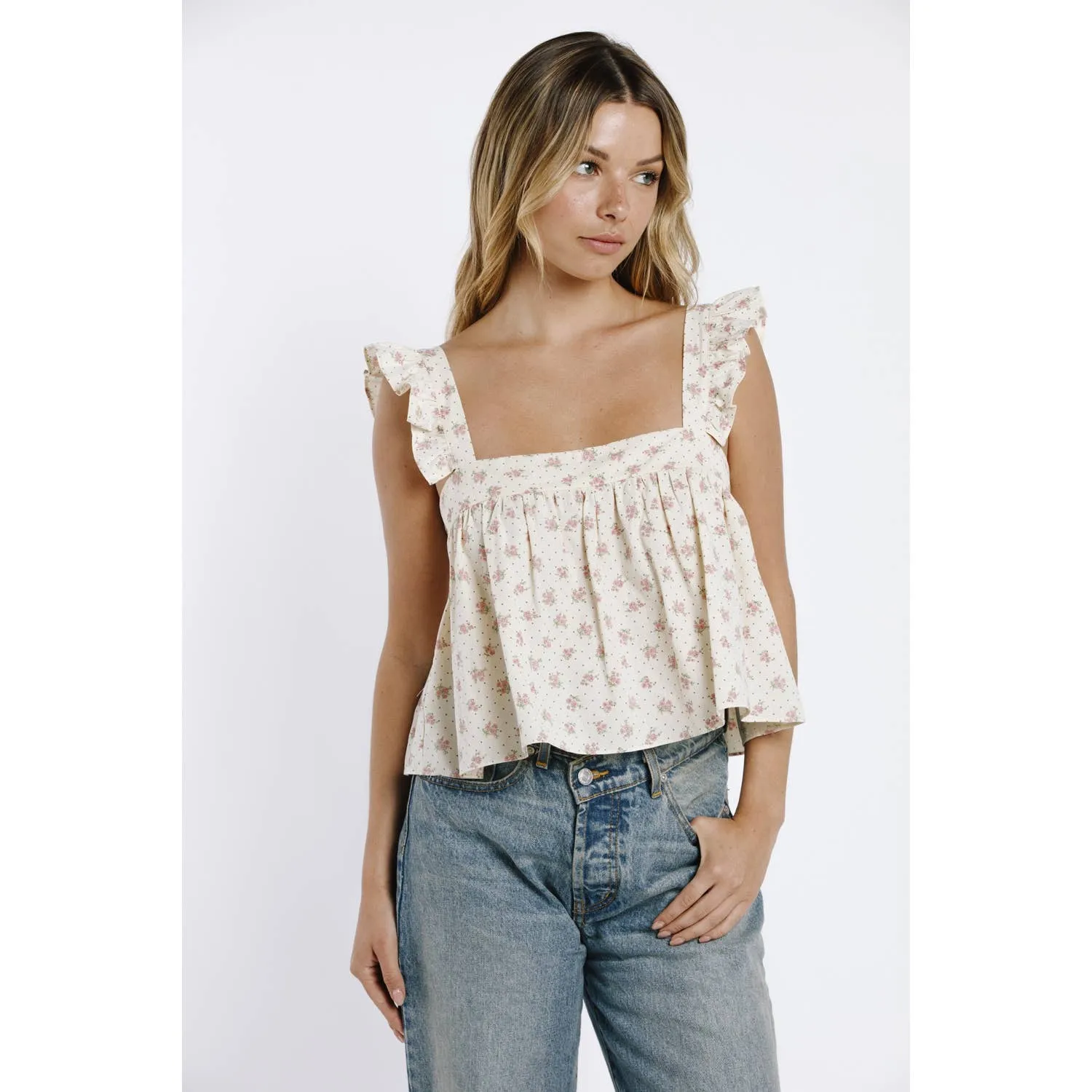 Tiny Polka and Floral Baby Doll Top