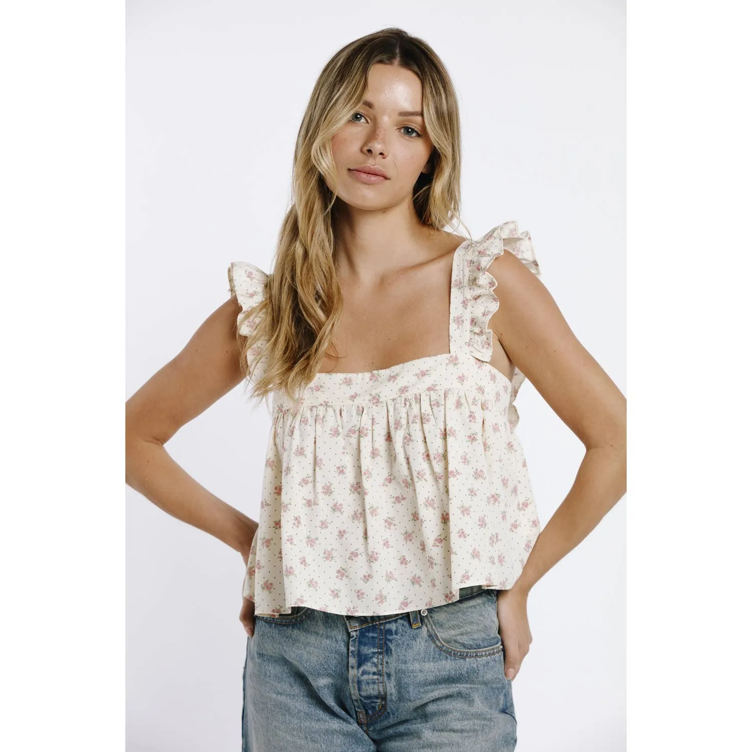 Tiny Polka and Floral Baby Doll Top