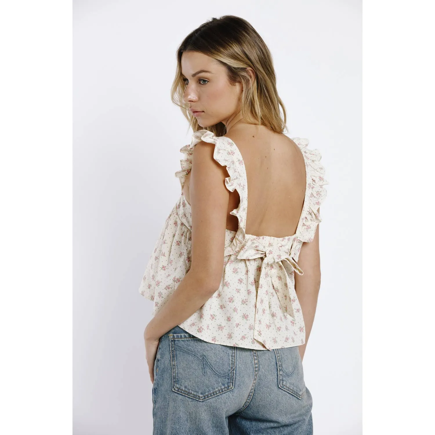 Tiny Polka and Floral Baby Doll Top