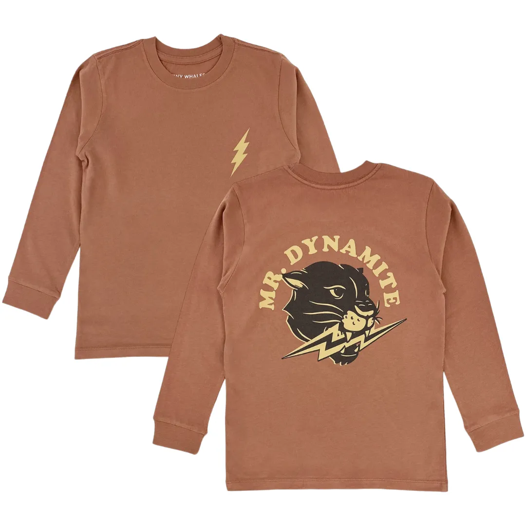 TINY WHALES MR DYNAMITE LONG SLEEVE TEE | BRICK