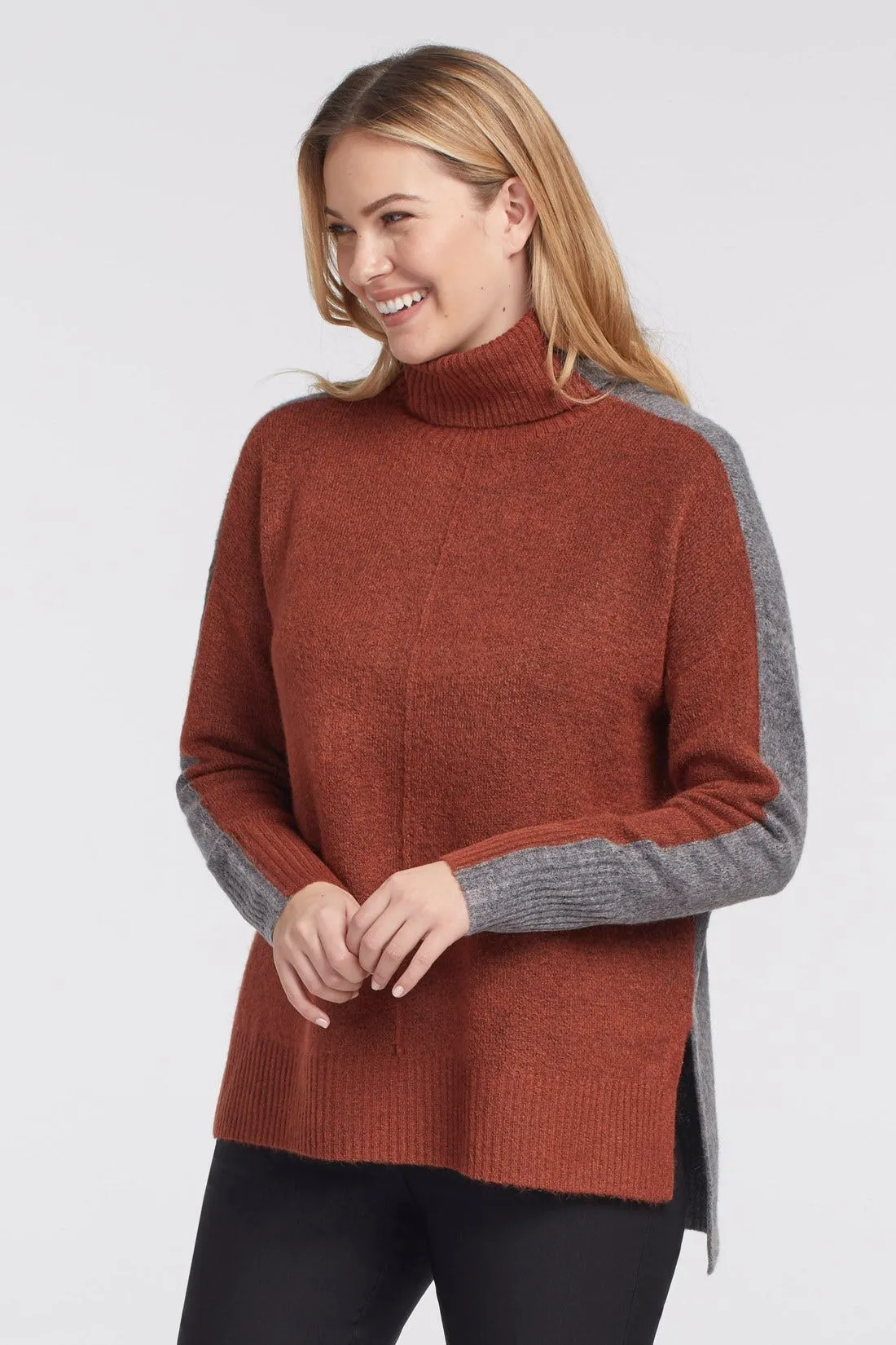 Tribal | Turtleneck Color Block Sweater | Women's