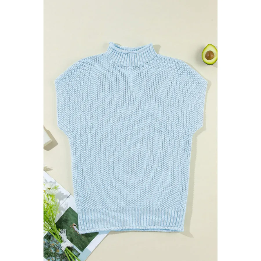 Turtleneck Cap Sleeve Sweater