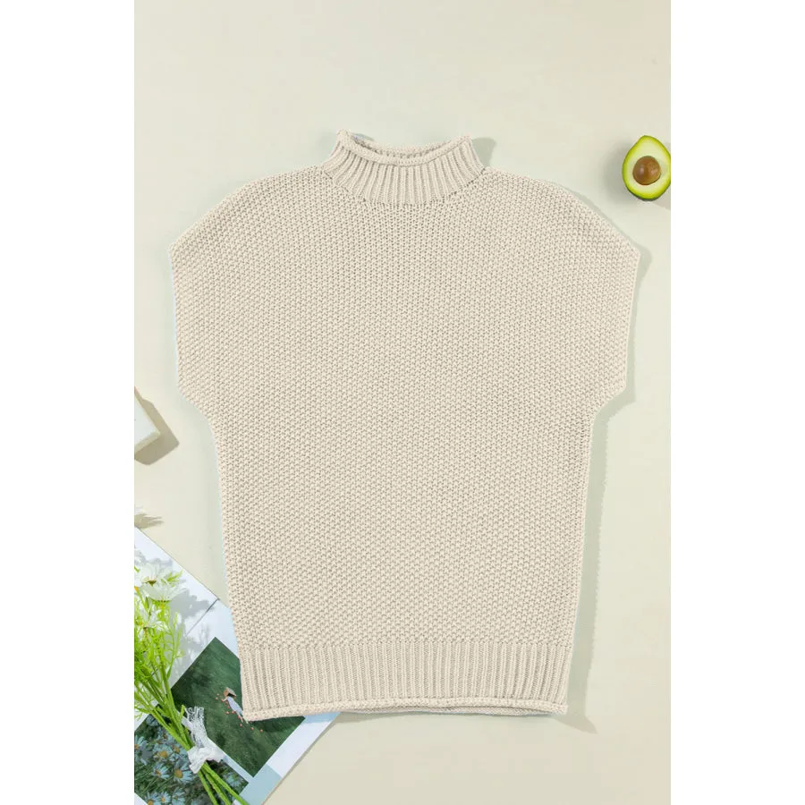 Turtleneck Cap Sleeve Sweater