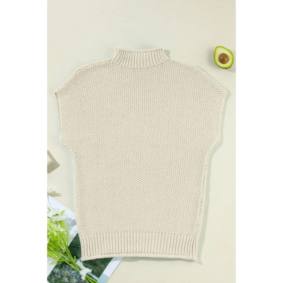 Turtleneck Cap Sleeve Sweater