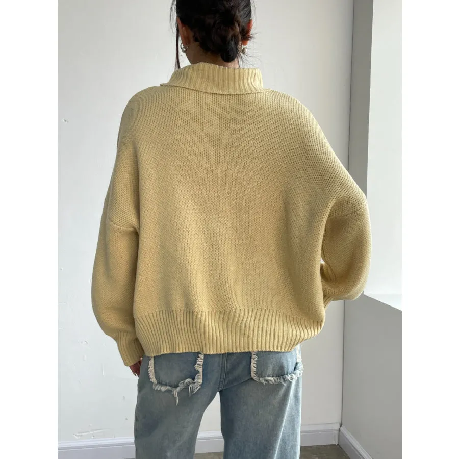 Turtleneck Dropped Shoulder Sweater