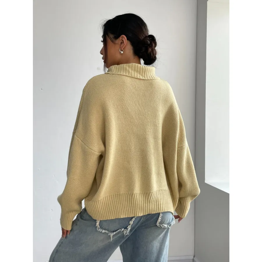 Turtleneck Dropped Shoulder Sweater