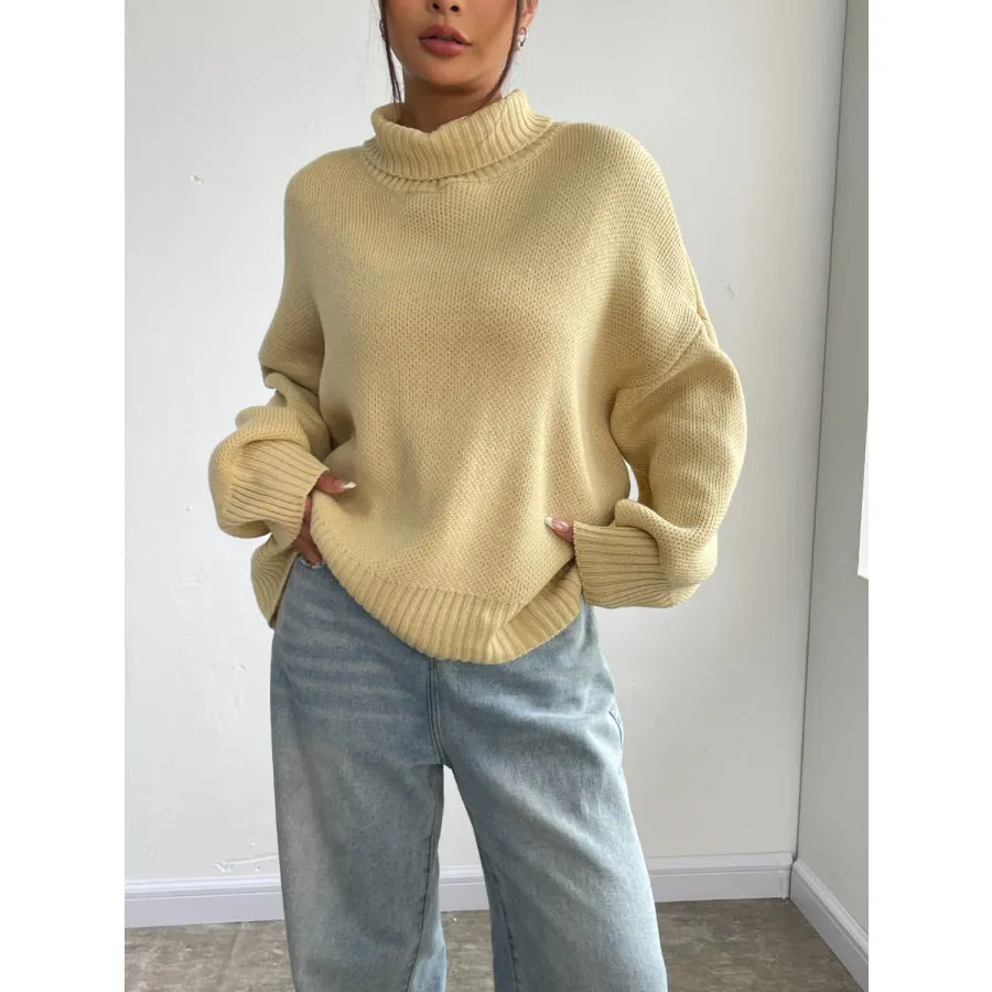 Turtleneck Dropped Shoulder Sweater