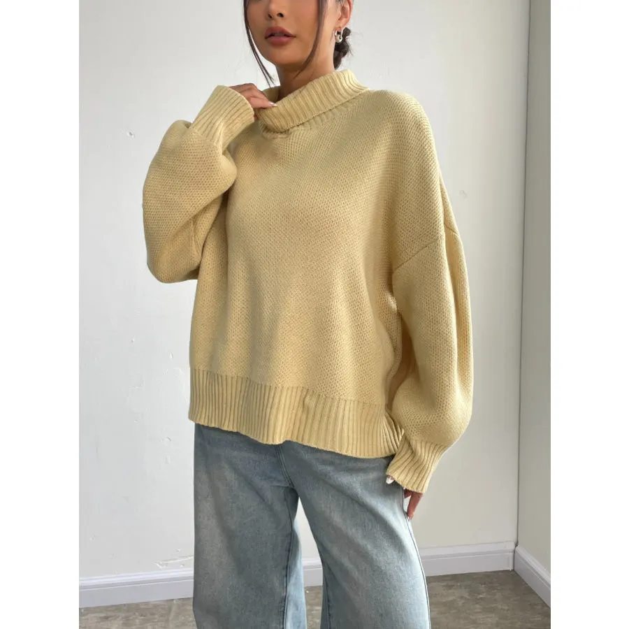 Turtleneck Dropped Shoulder Sweater