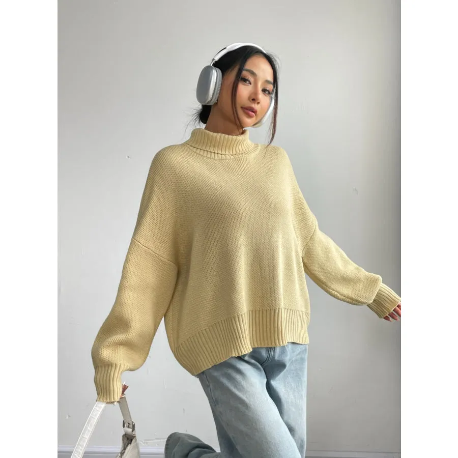 Turtleneck Dropped Shoulder Sweater