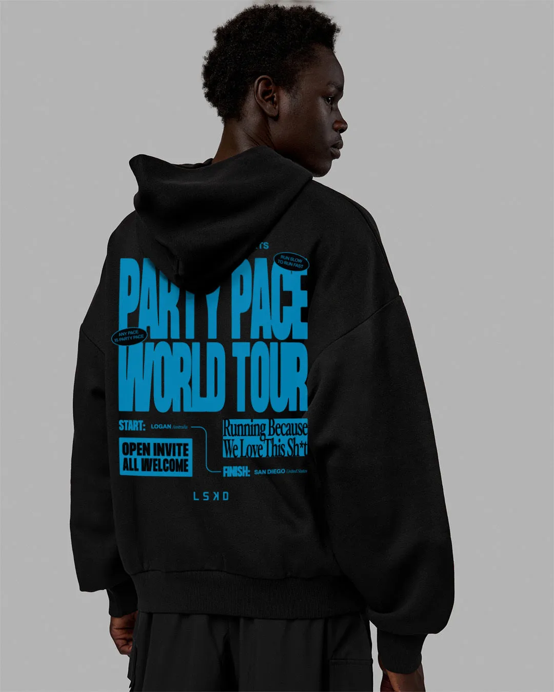 Unisex Party Pace Hoodie Oversize - Black-Blue