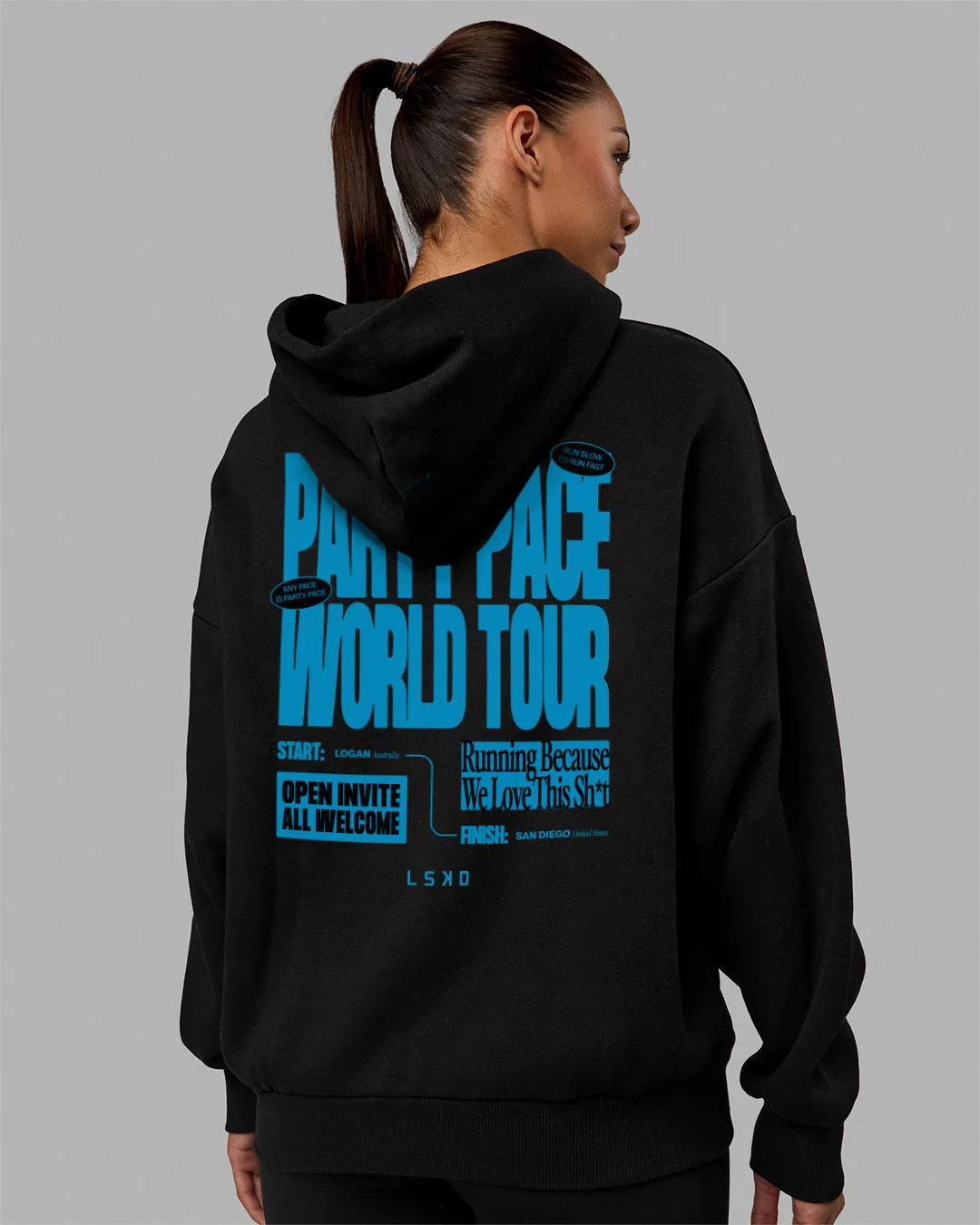 Unisex Party Pace Hoodie Oversize - Black-Blue