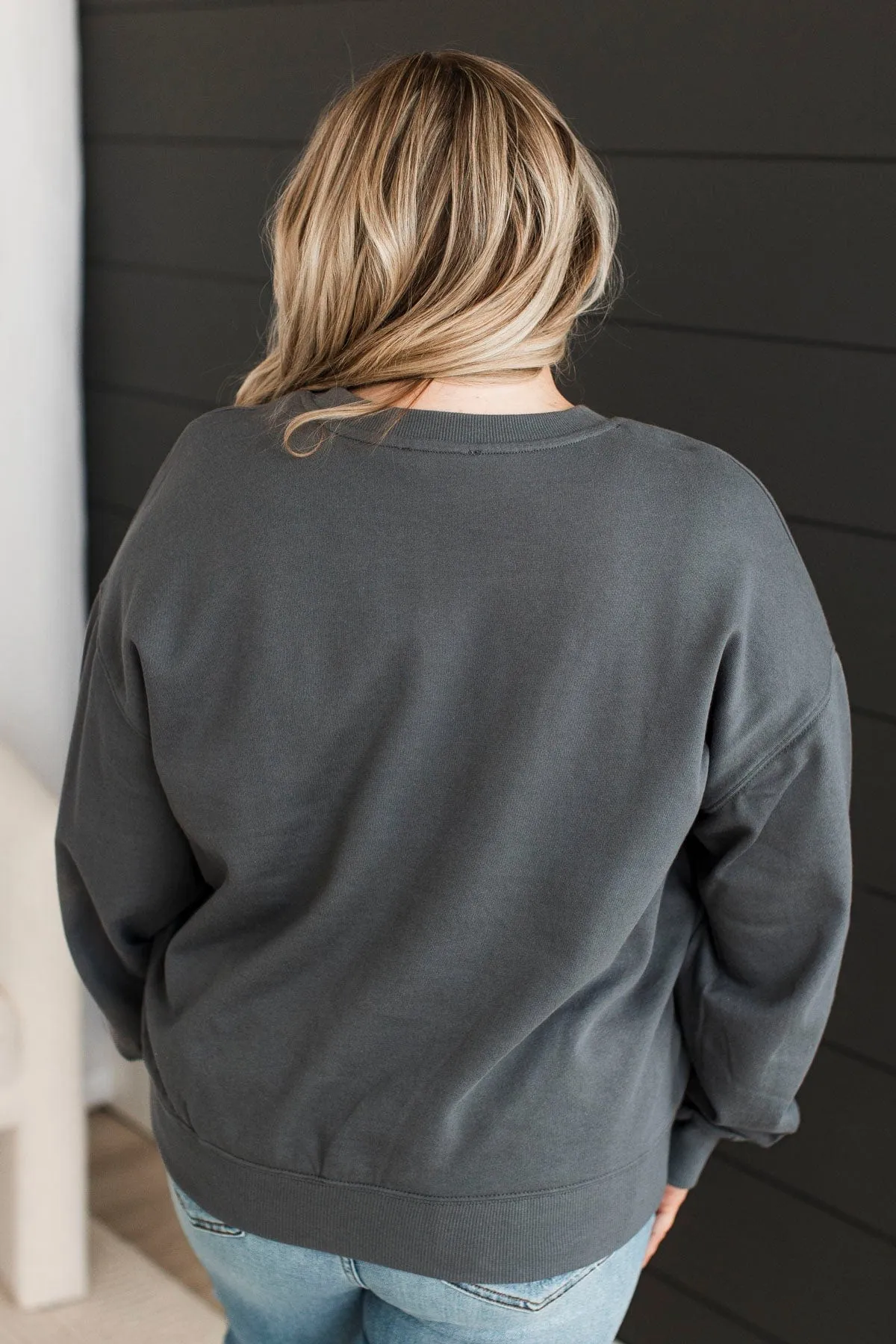 USA Crew Neck Pullover- Dark Grey