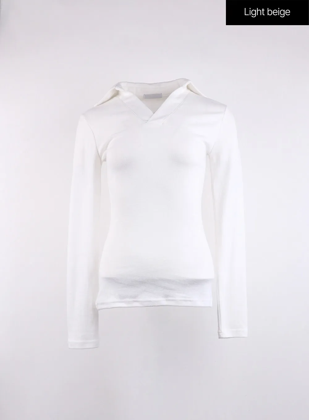 V-Neck Collar Long Sleeve Tee CJ419