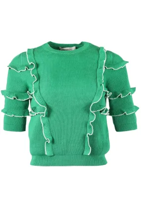 VALENTINO RUFFLED COTTON SWEATER XSMALL