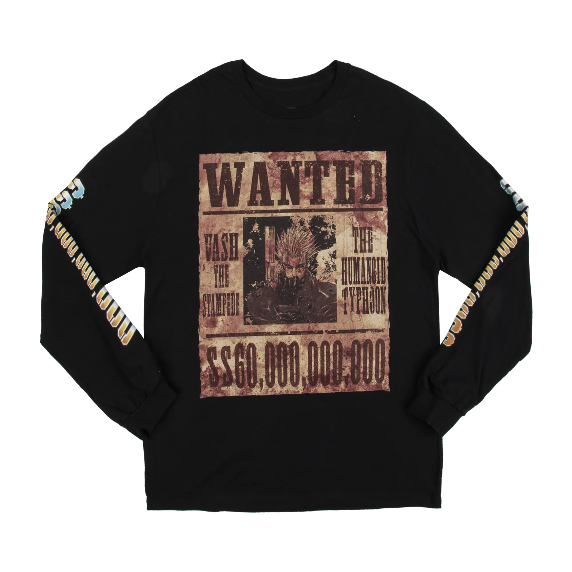 Vash Wanted Poster Black Long Sleeve Tee