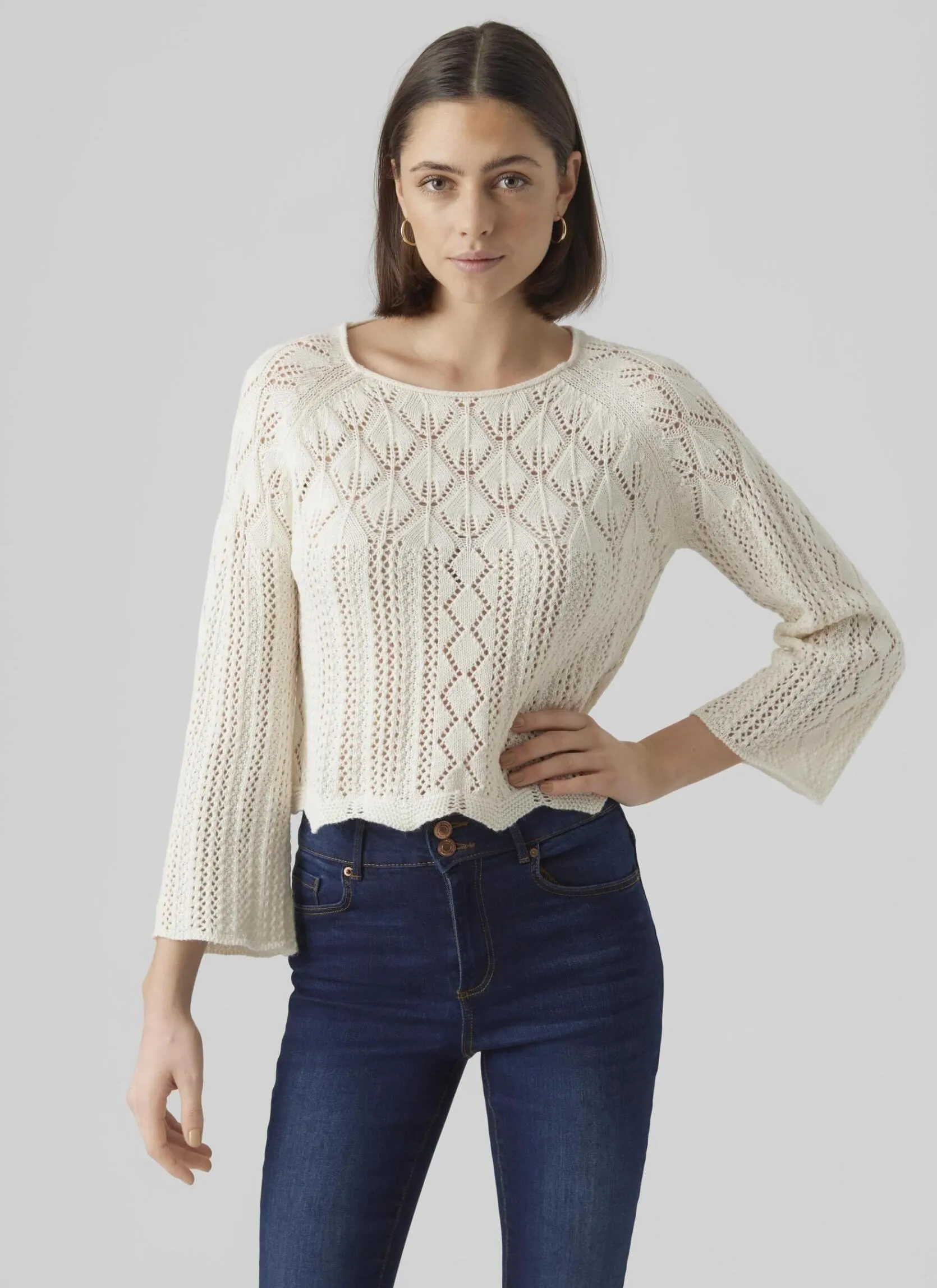 Vero ModaVmginger 3/4 Boatneck Pullover Ga Noos - Beige