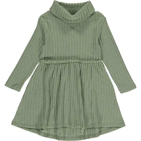 Vignette Sabina Turtleneck Ribbed Jersey Dress, Green