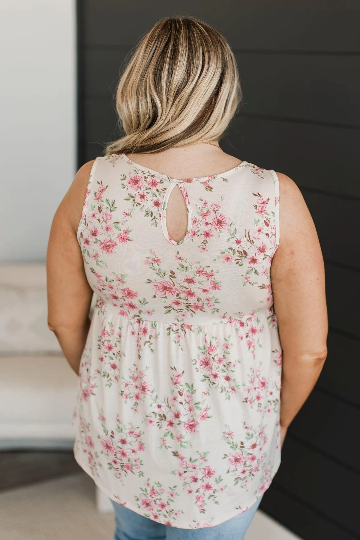 Wish Me Luck Floral Tank Top- Cream