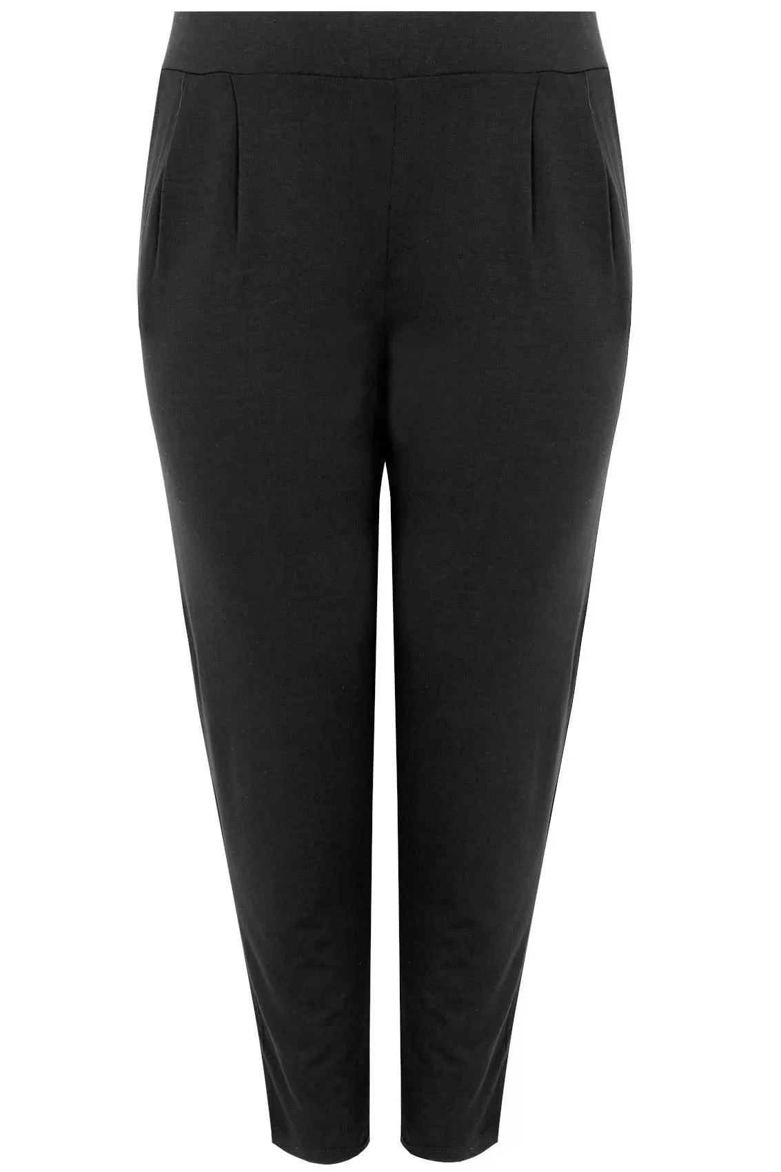 YOURS Curve Black Double Pleat Jersey Stretch Joggers