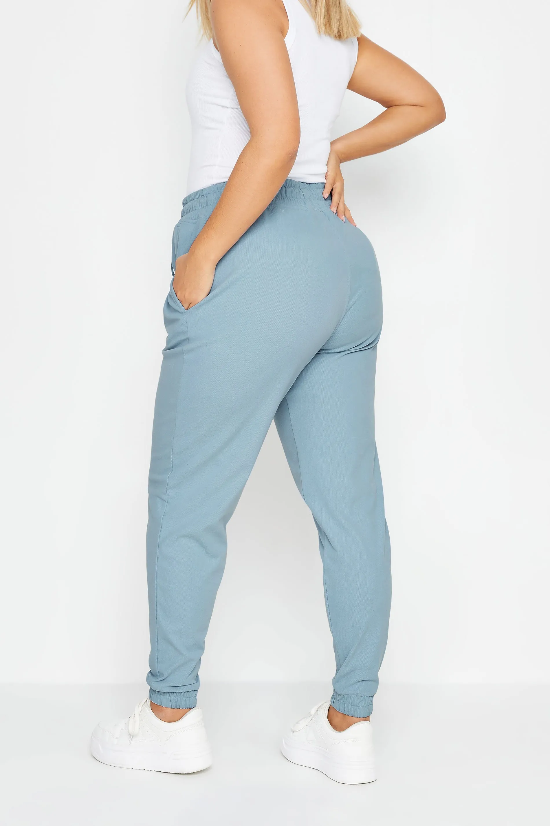 YOURS Curve Light Blue Stretch Cuffed Joggers