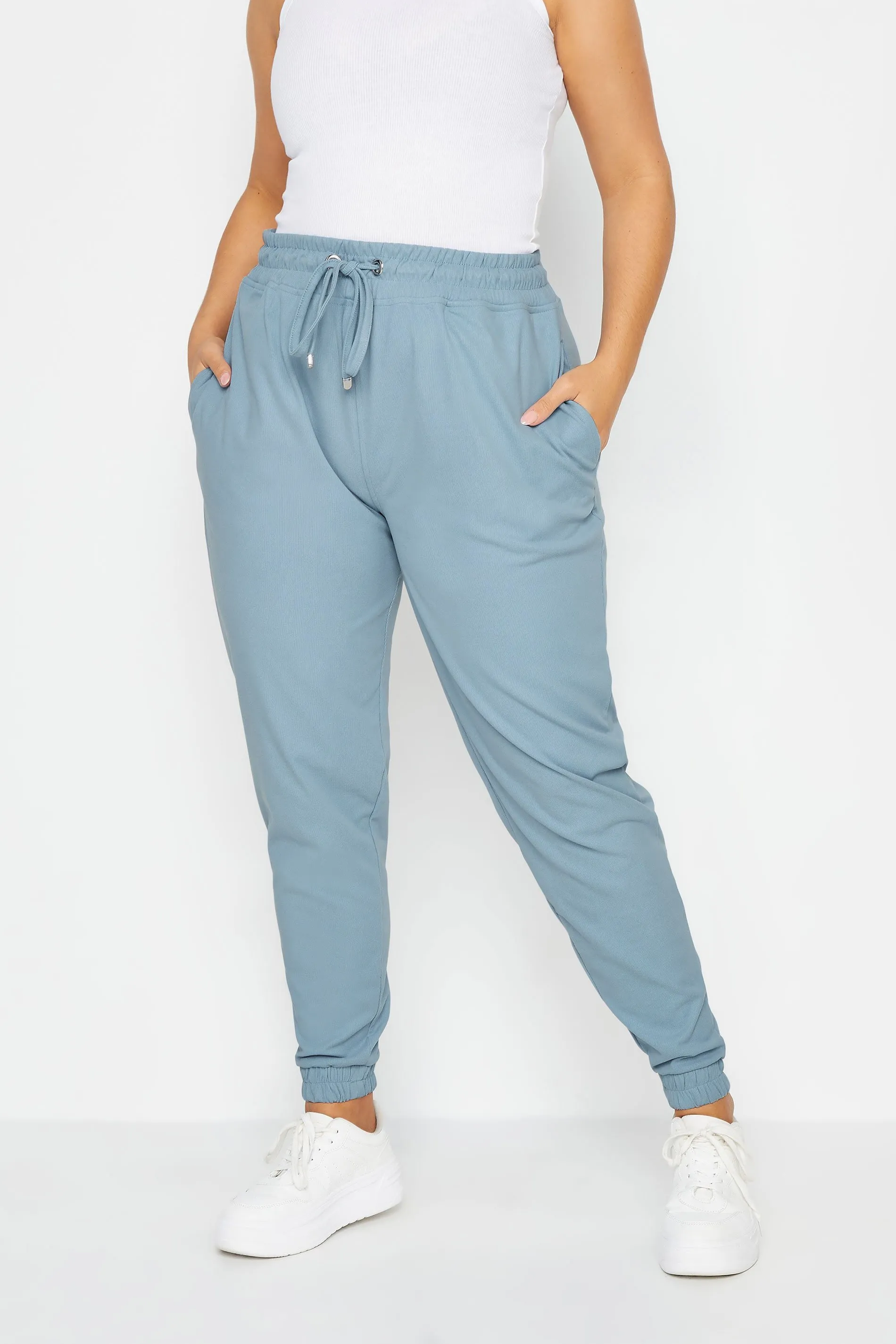 YOURS Curve Light Blue Stretch Cuffed Joggers